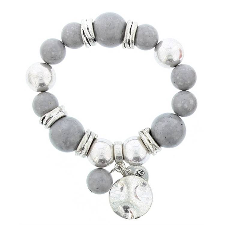 PULSERA CUENTAS METAL PIEDRAS