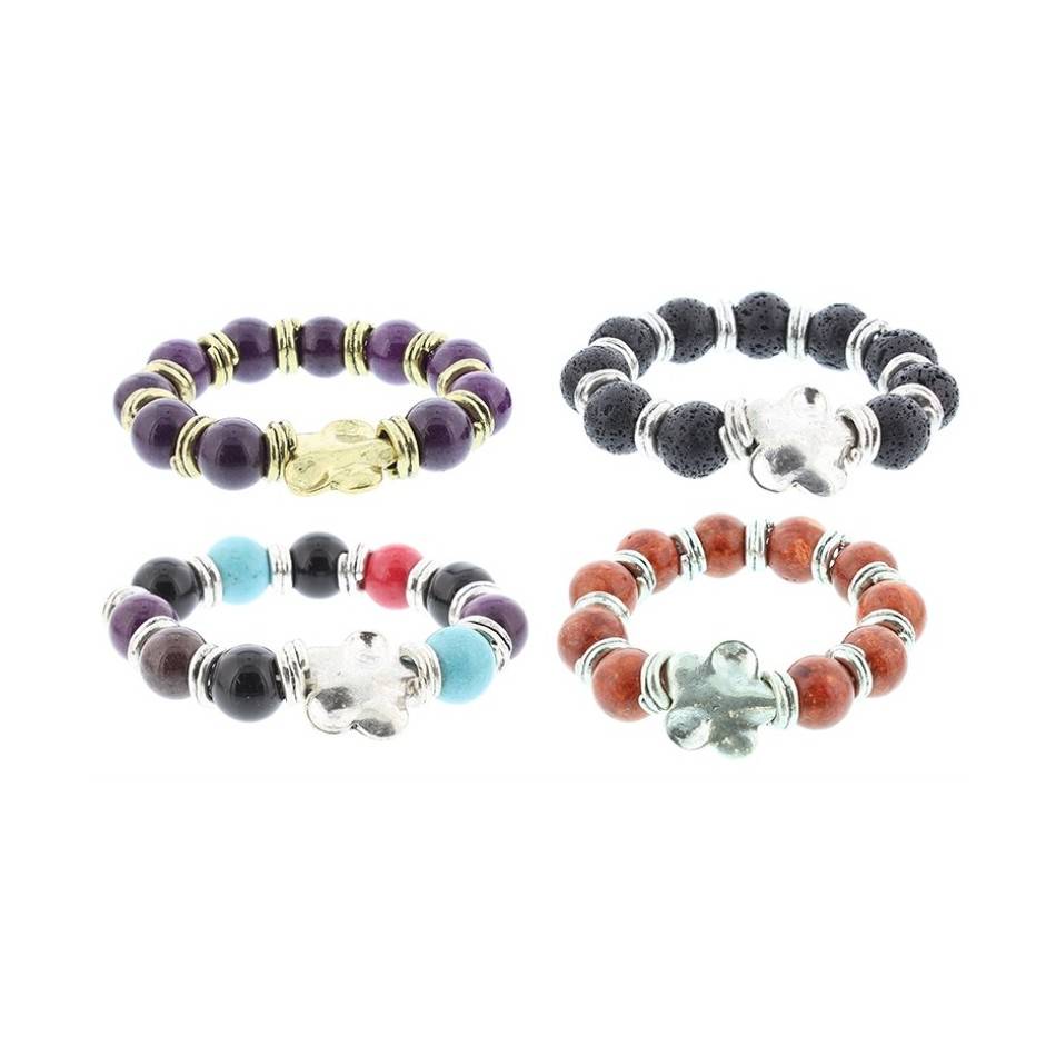 PULSERA CUENTAS METAL PIEDRAS