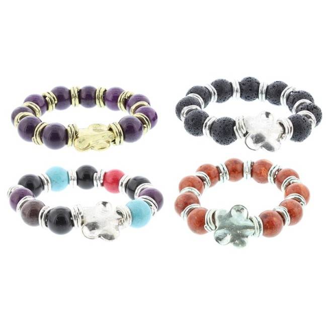 PULSERA CUENTAS METAL PIEDRAS