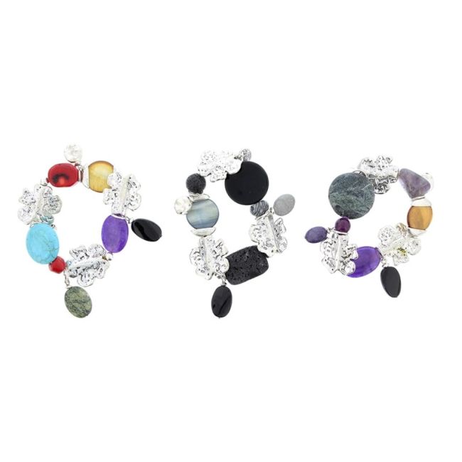 PULSERA CUENTAS METAL PIEDRAS