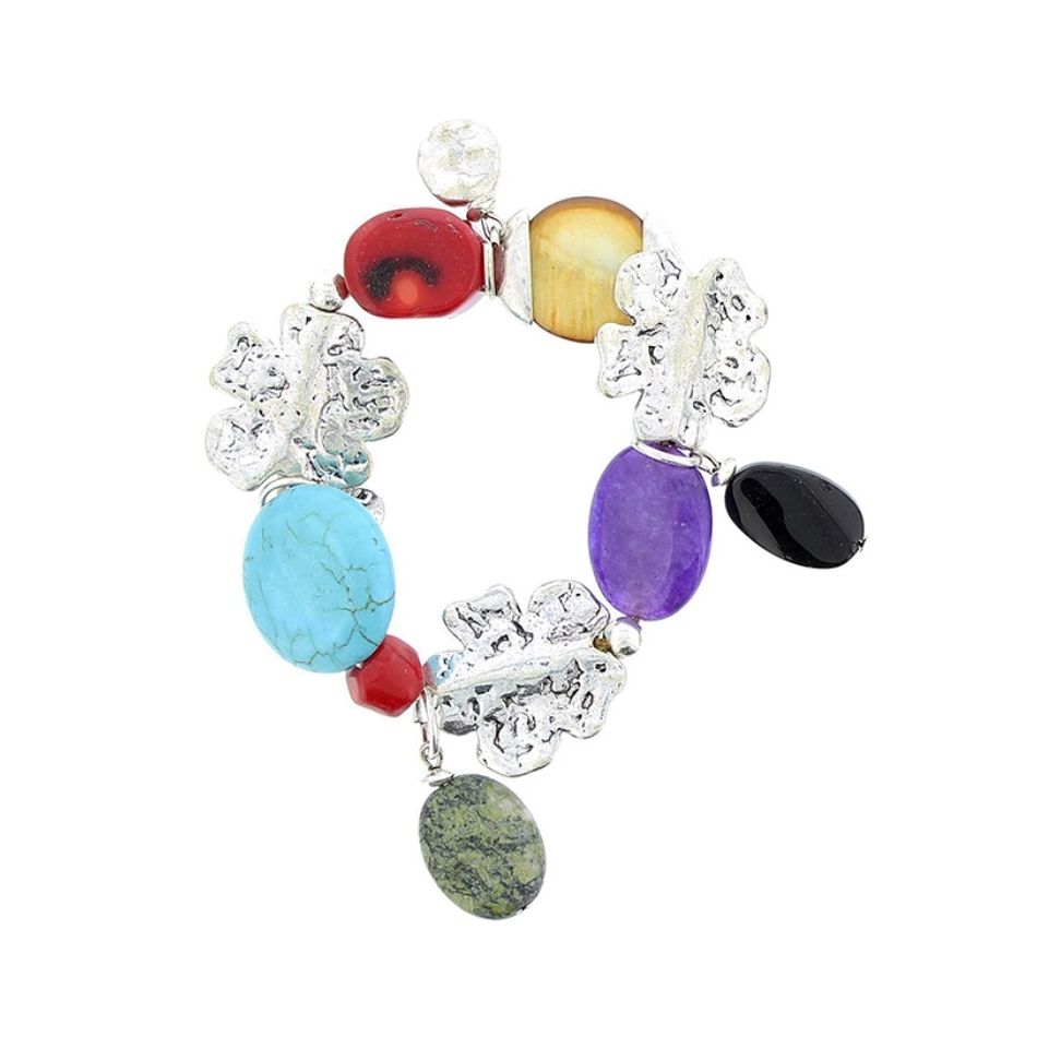 PULSERA CUENTAS METAL PIEDRAS