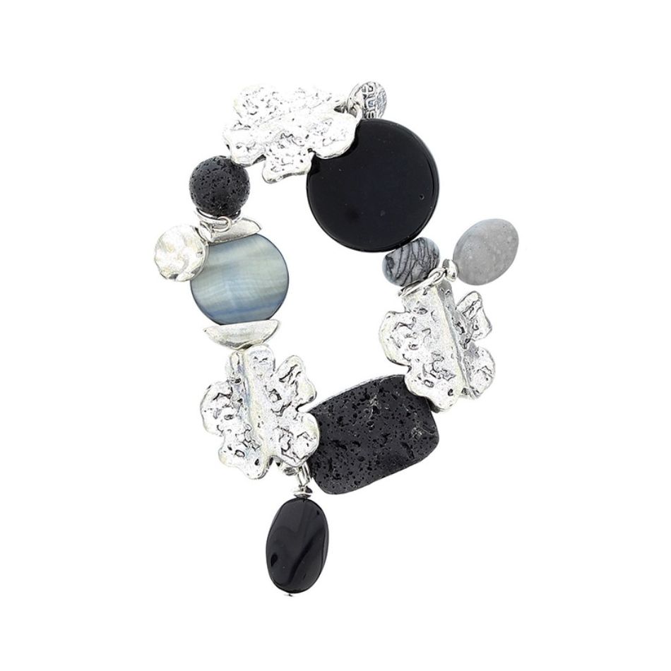 PULSERA CUENTAS METAL PIEDRAS
