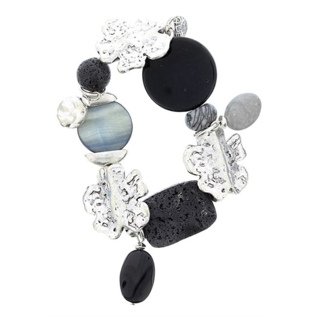PULSERA CUENTAS METAL PIEDRAS