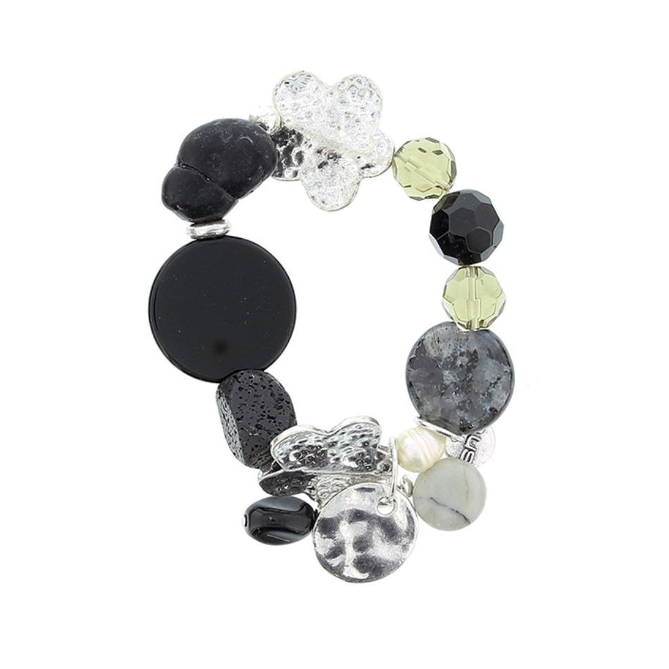 PULSERA CUENTAS METAL PIEDRAS