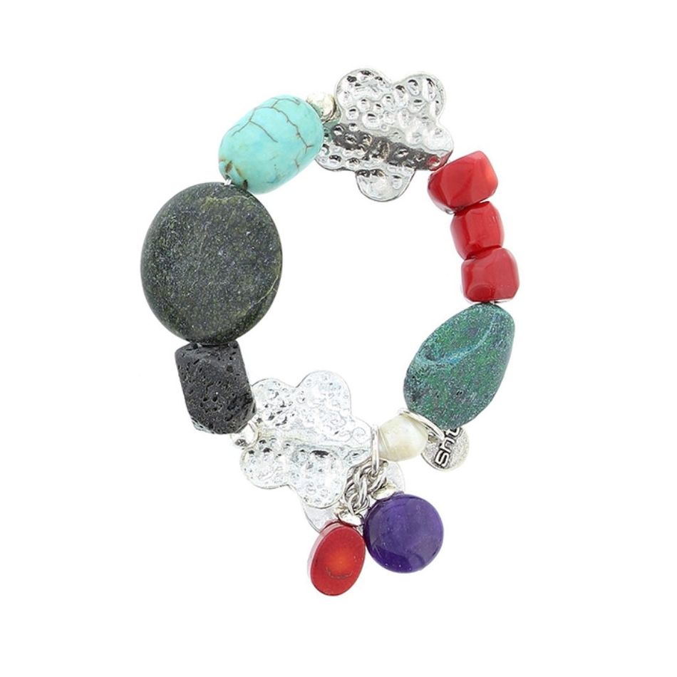 PULSERA CUENTAS METAL PIEDRAS