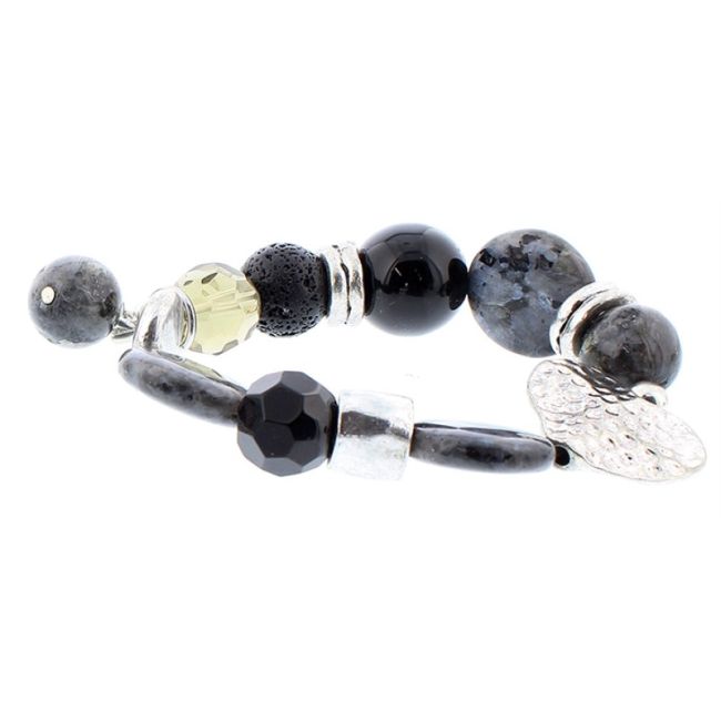 PULSERA CUENTAS METAL PIEDRAS