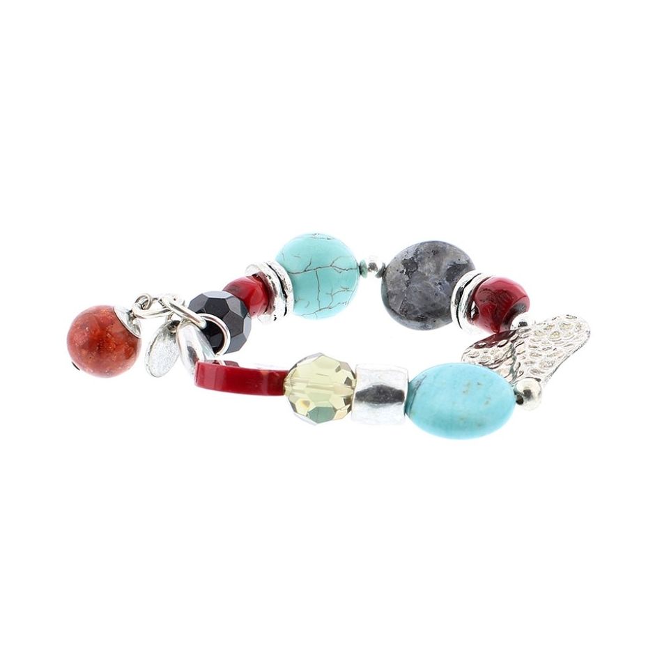 PULSERA CUENTAS METAL PIEDRAS