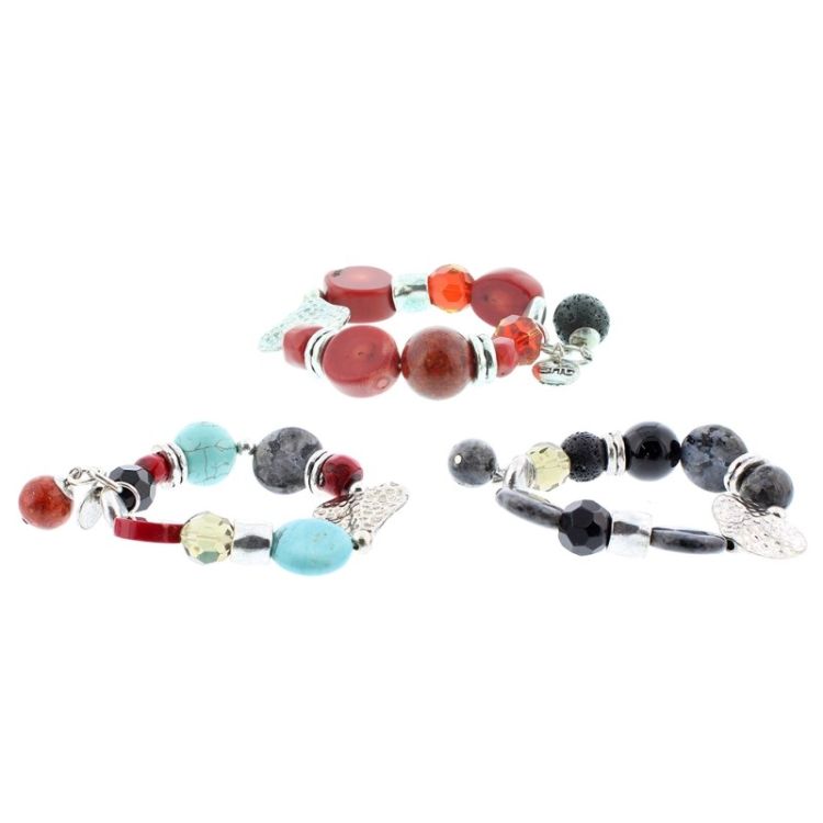 PULSERA CUENTAS METAL PIEDRAS 2