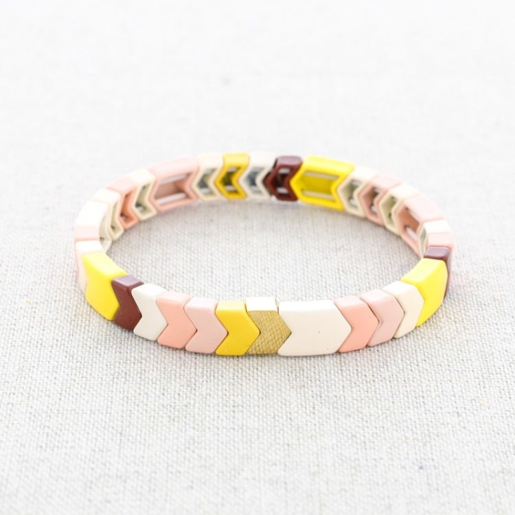 PULSERA ELÁSTICA ACERO CUENTAS ESMALTE