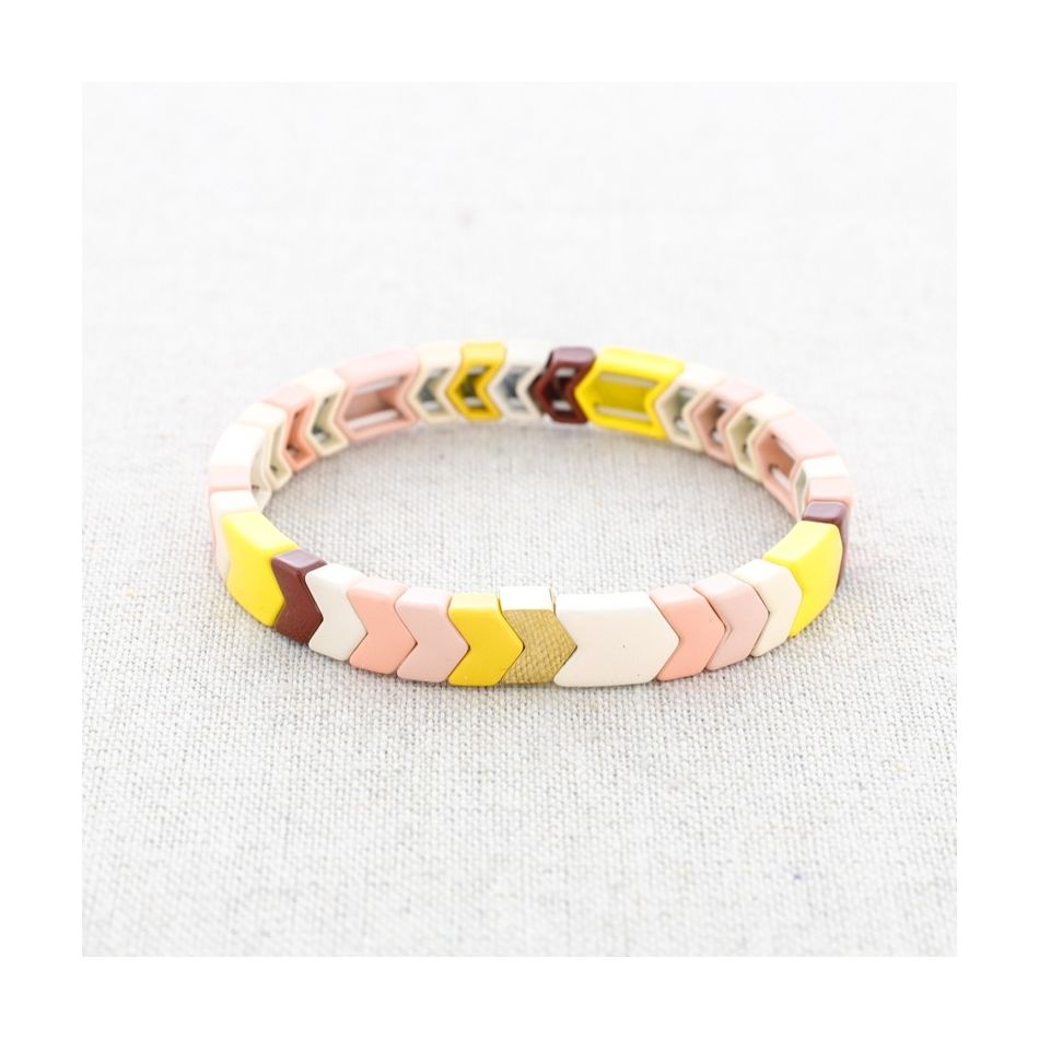 PULSERA ELÁSTICA ACERO CUENTAS ESMALTE