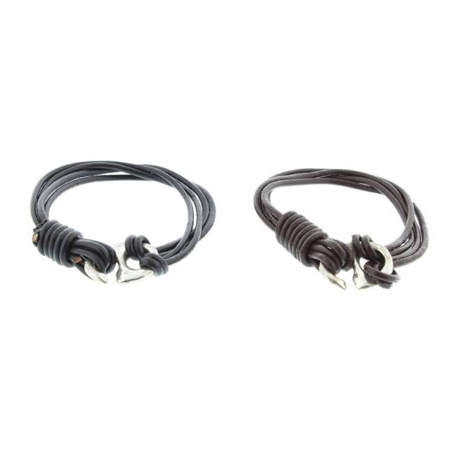 LEATHER BRACELET WITH METAL HOOK