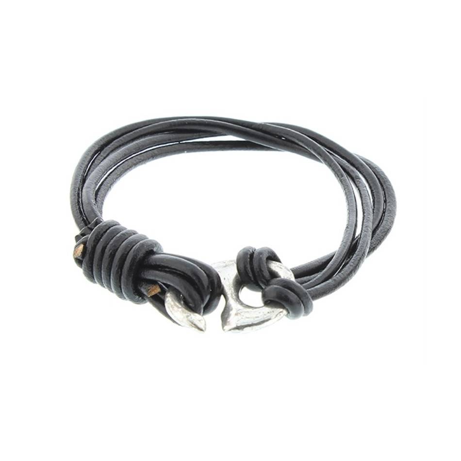 LEATHER BRACELET WITH METAL HOOK