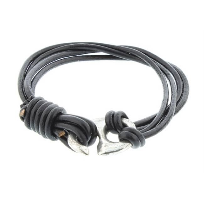 LEATHER BRACELET WITH METAL HOOK