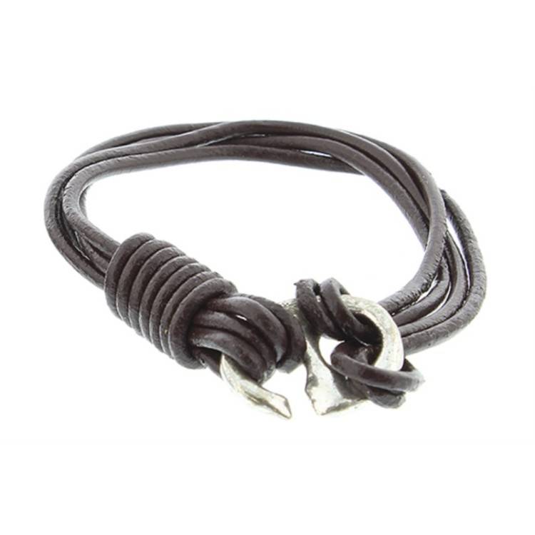 PULSERA CUERO GANCHO METAL