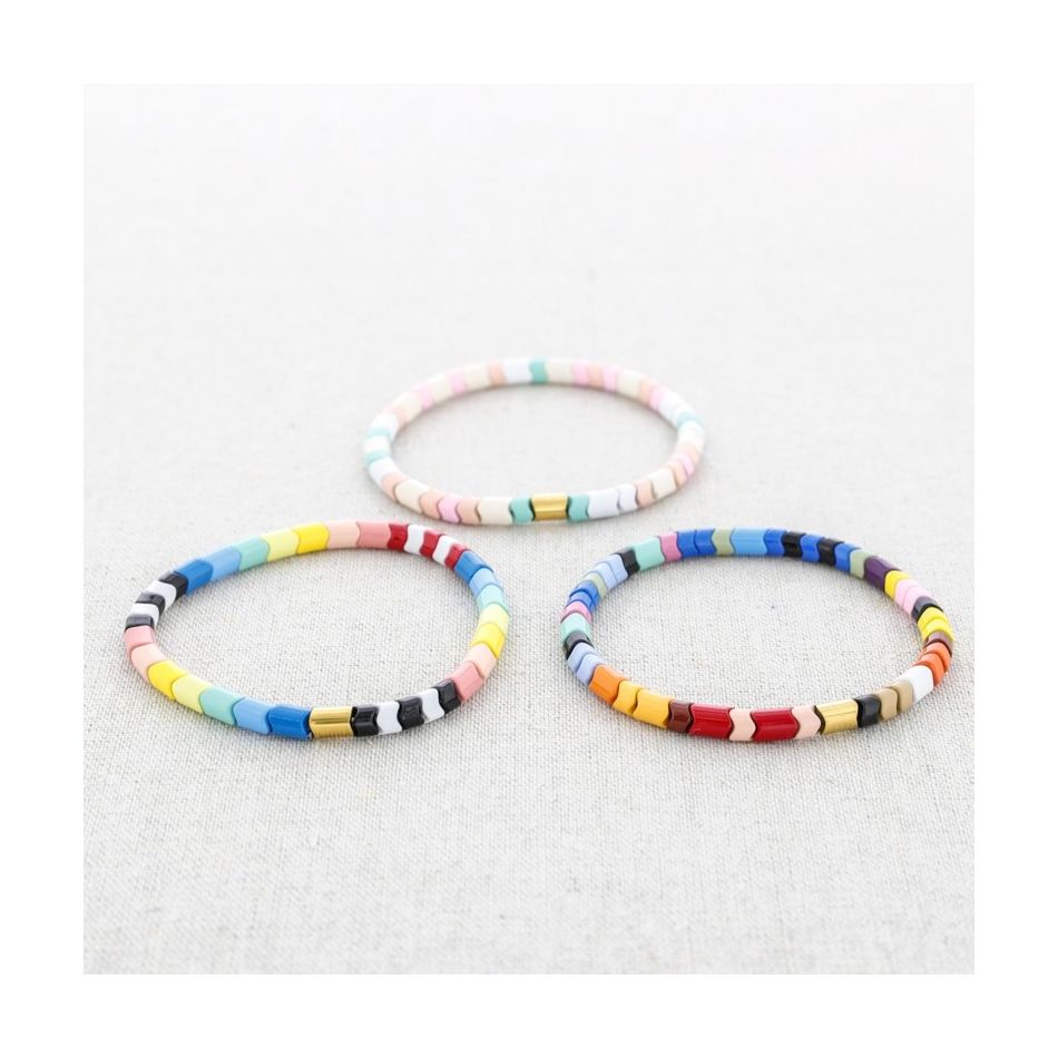 ELASTIC STEEL BRACELET WITH ENAMEL BEADS