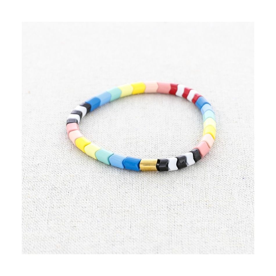 ELASTIC STEEL BRACELET WITH ENAMEL BEADS