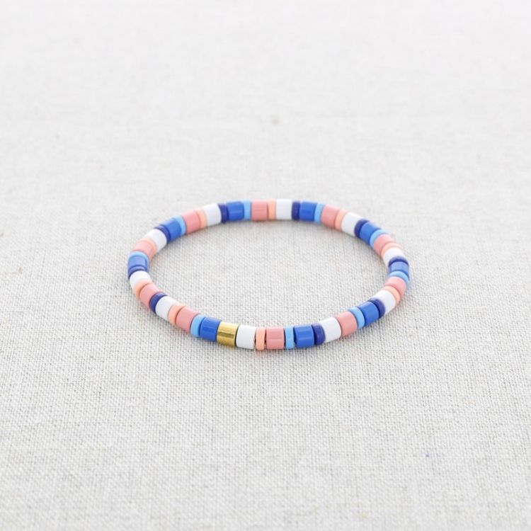 PULSERA ELÁSTICA ACERO CUENTAS ESMALTE