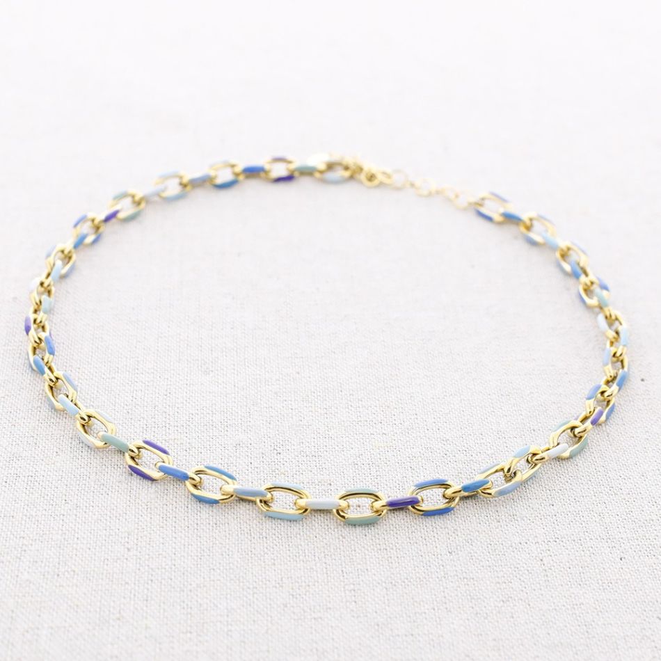 STEEL SHORT NECKLACE WITH ENAMEL LINKS