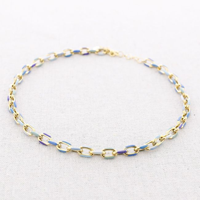 STEEL SHORT NECKLACE WITH ENAMEL LINKS