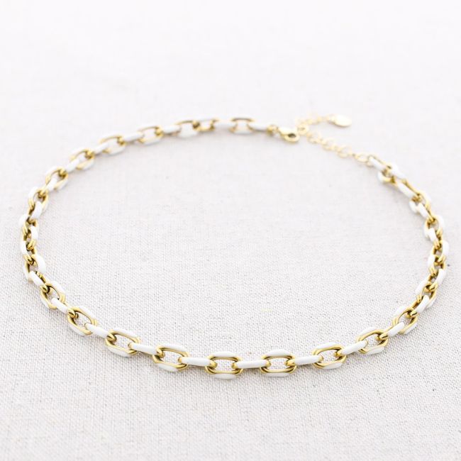 STEEL SHORT NECKLACE WITH ENAMEL LINKS