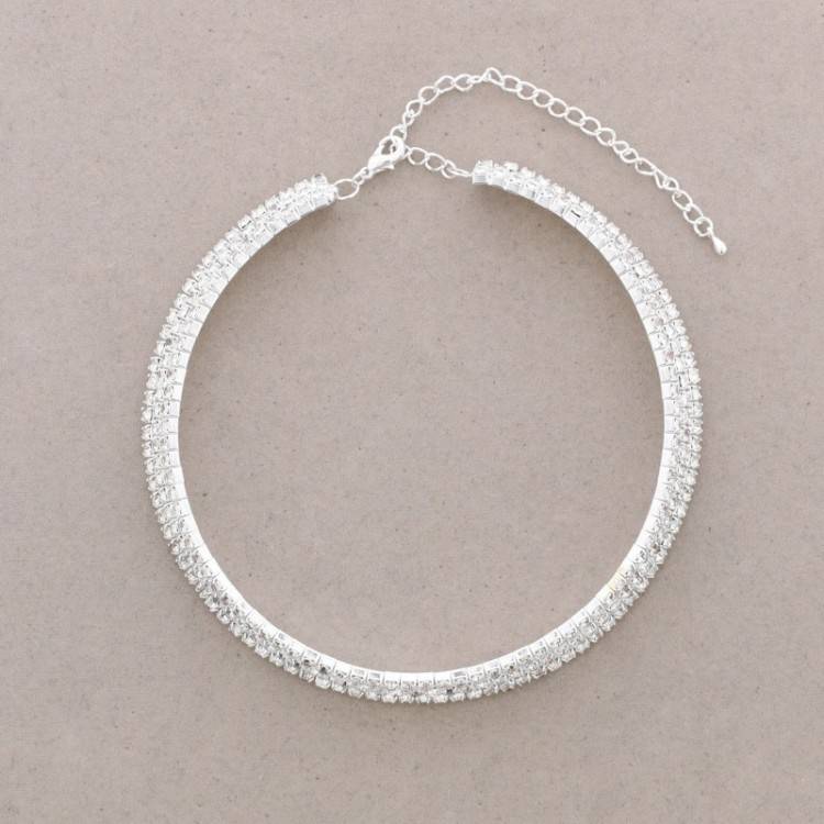3 ROWS STRASS SHORT NECKLACE 2