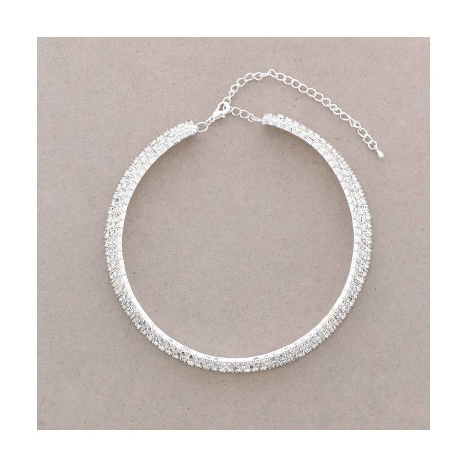 3 ROWS STRASS SHORT NECKLACE