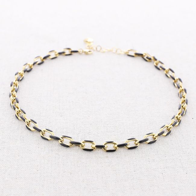 STEEL SHORT NECKLACE WITH ENAMEL LINKS