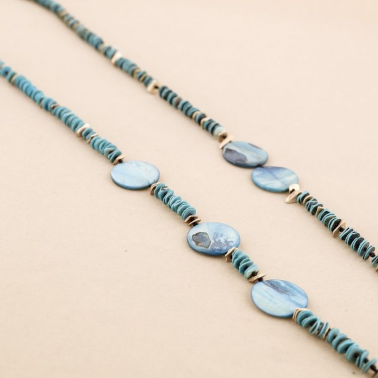METAL NACRE BEADS LONG NECKLACE