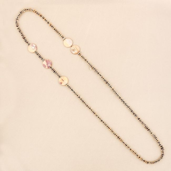 METAL NACRE BEADS LONG NECKLACE