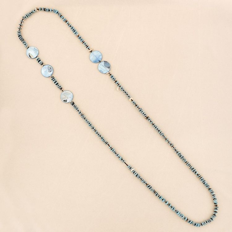 METAL NACRE BEADS LONG NECKLACE 2