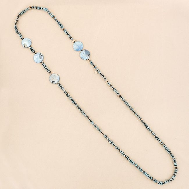 METAL NACRE BEADS LONG NECKLACE