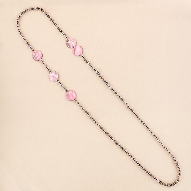 METAL NACRE BEADS LONG NECKLACE