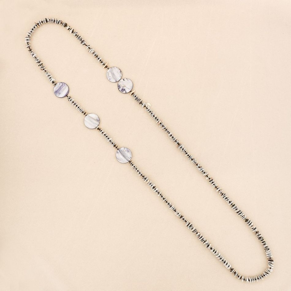 METAL NACRE BEADS LONG NECKLACE