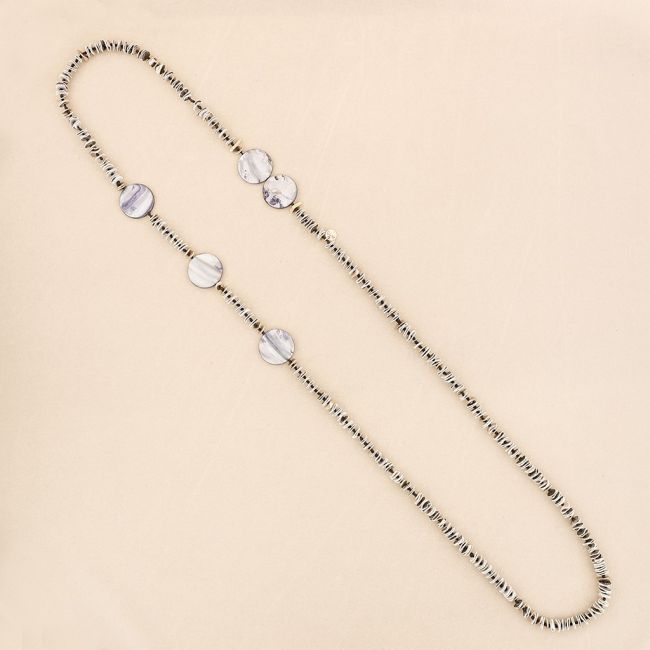 METAL NACRE BEADS LONG NECKLACE