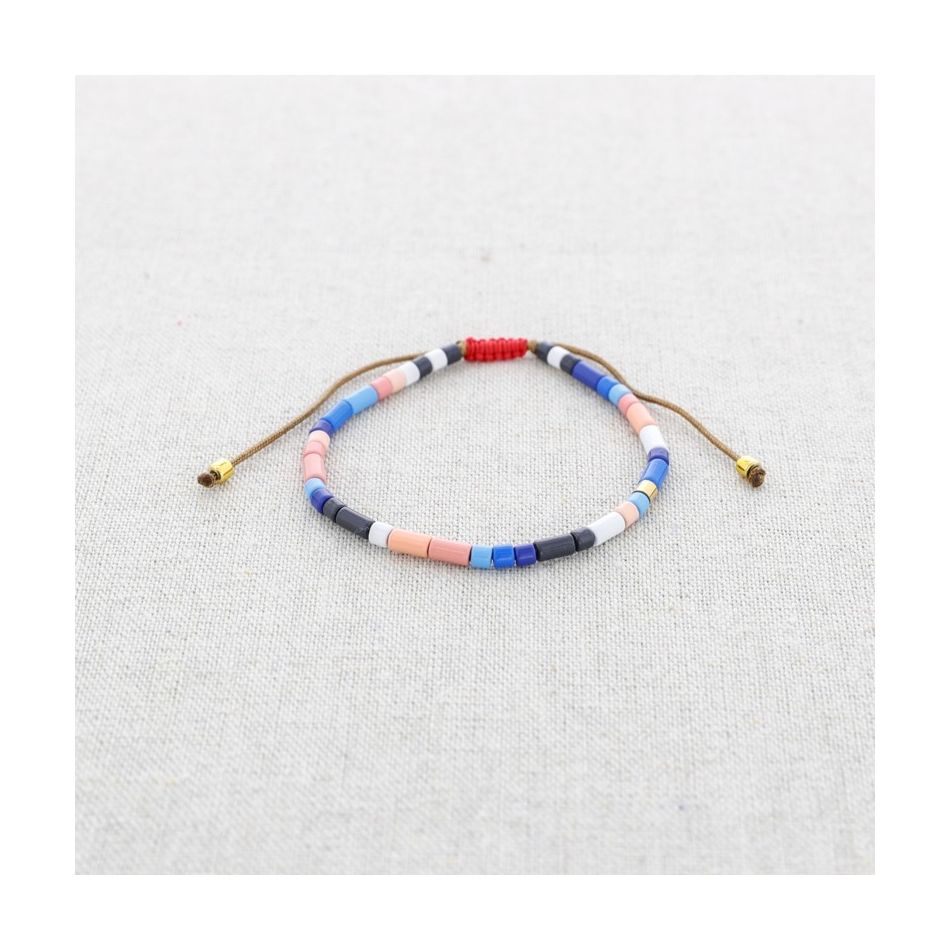 PULSERA MACRAMÉ ACERO CUENTAS ESMALTE