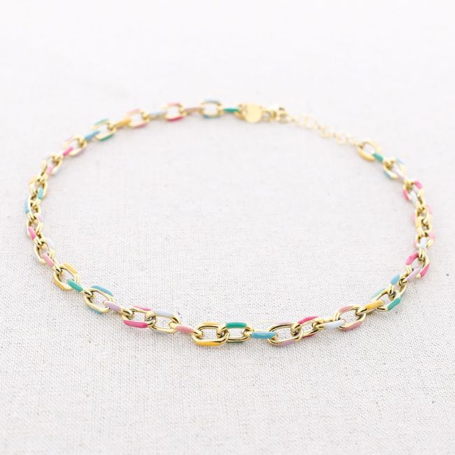 STEEL SHORT NECKLACE WITH ENAMEL LINKS