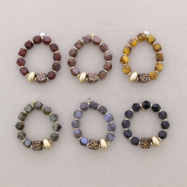 PULSERA ELÁSTICA CUENTAS RESINA