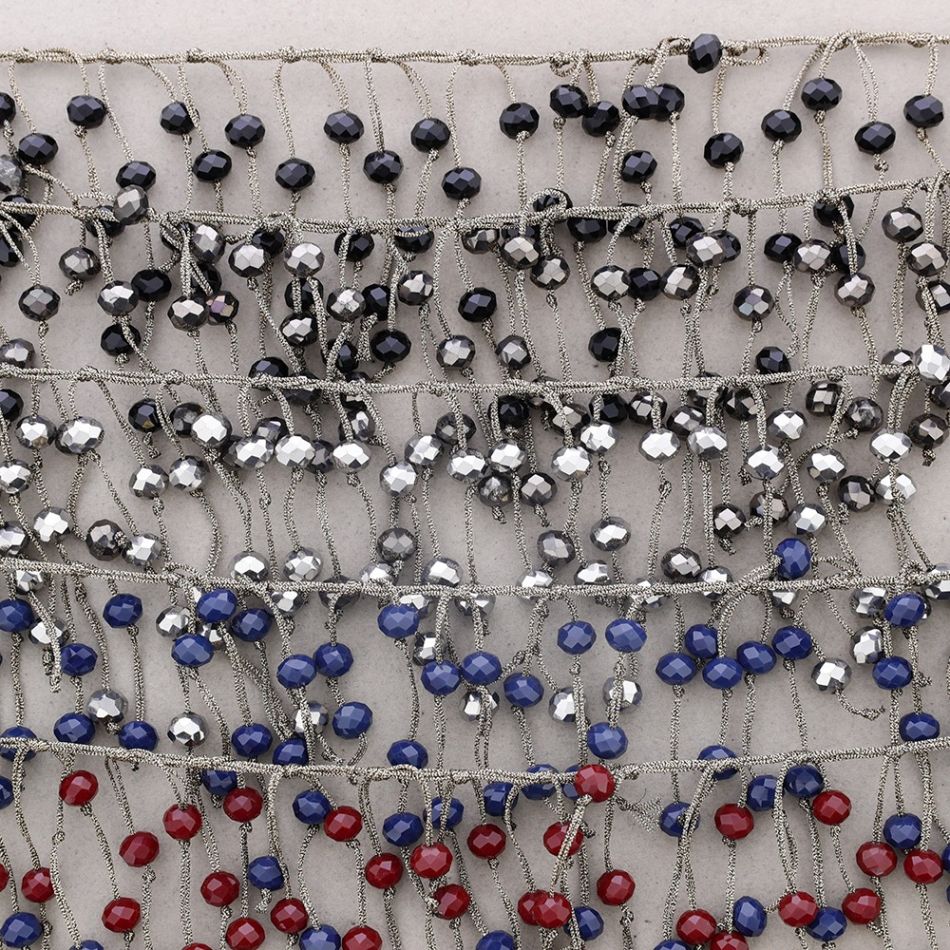 SHORT NECKLACE CORD PENDANTS WITH FACETED CRYSTALS