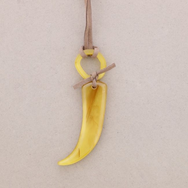 LONG RESIN HORN PENDANT NECKLACE