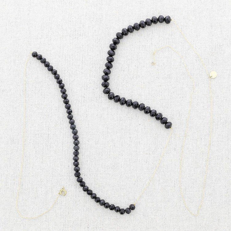 COLLAR LARGO ACERO BOLITAS CRISTALES FACETADOS