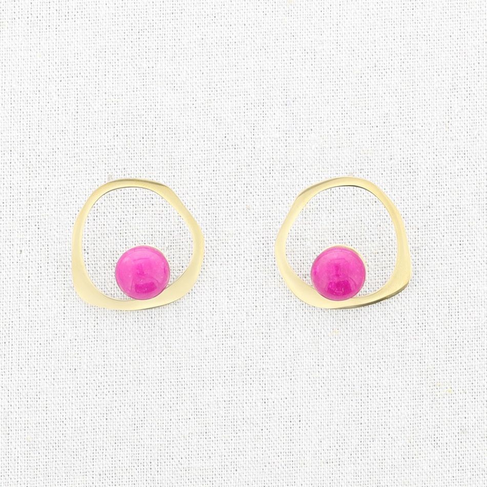 IRREGULAR STONE STEEL EARRINGS