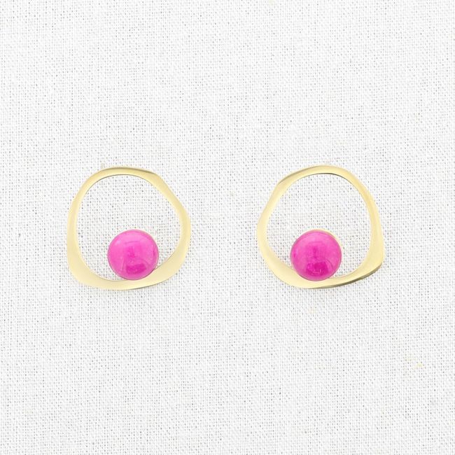 IRREGULAR STONE STEEL EARRINGS