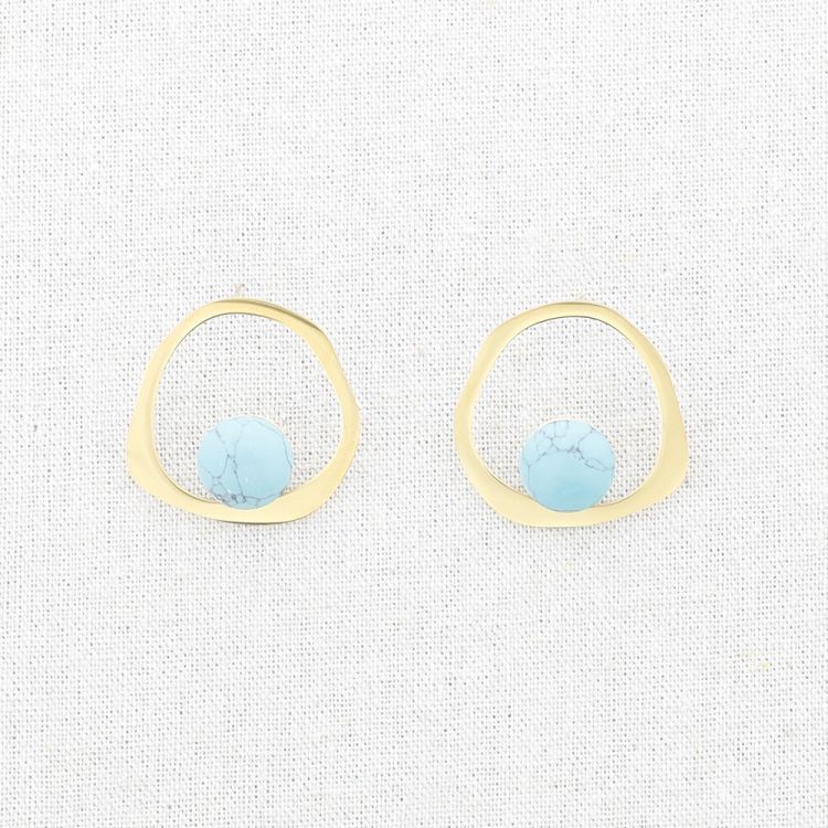 PENDIENTES ACERO ARO IRREGULAR PIEDRA