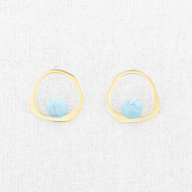 IRREGULAR STONE STEEL EARRINGS