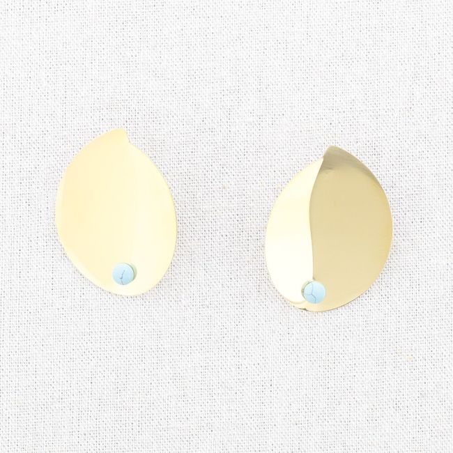 IRREGULAR SHAPED STONE STEEL EARRINGS