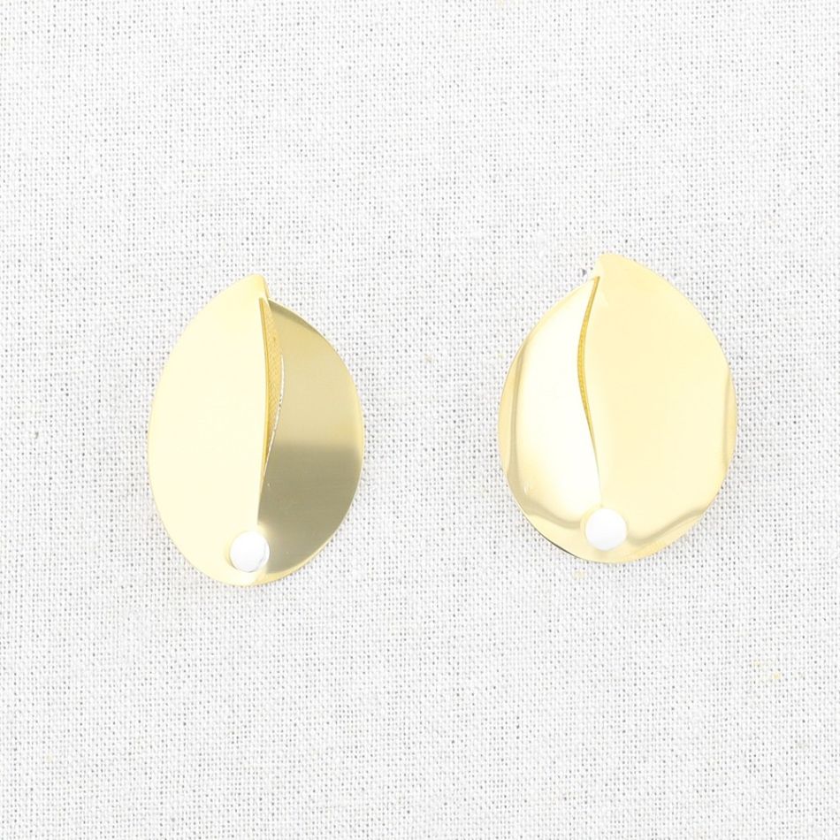 IRREGULAR SHAPED STONE STEEL EARRINGS