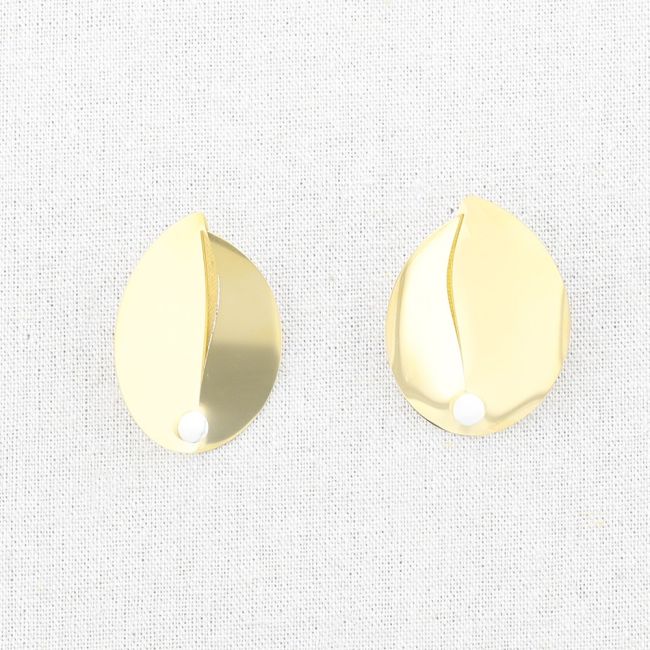 IRREGULAR SHAPED STONE STEEL EARRINGS