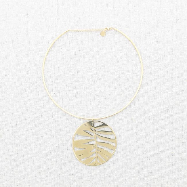 BRANCH MEDAL PENDANT STEEL CHOKER