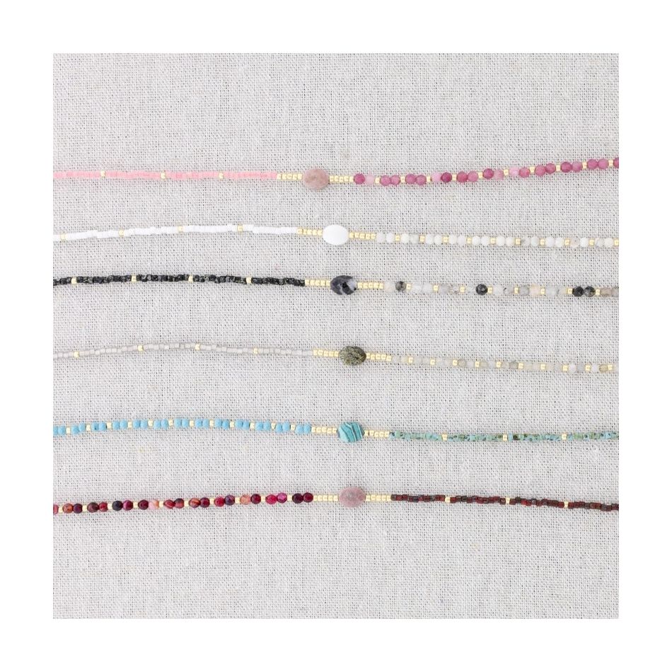 STEEL SHORT NECKLACE STONES MIYUKI BEADS