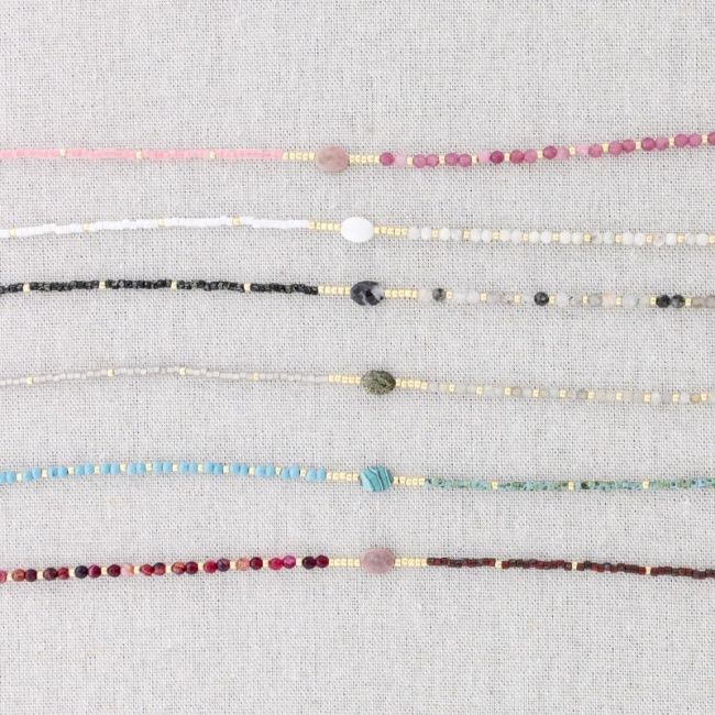 STEEL SHORT NECKLACE STONES MIYUKI BEADS